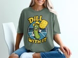 Pickleball Comfort Colors Shirt, Dill With It Funny Pickle Pun, Retro Court Player Vintage Graphic Tee thumbnail 6
