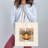 Fall Vibes Pumpkin Bow Tote Bag thumbnail 1