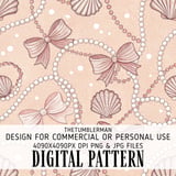 Coquette Pearls & Bows Seamless Digital Pattern Size Bundle Png thumbnail 2
