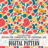 Digital Pattern, Digital Bundle, Abstract Art Print, Seamless Repeat Pattern, Colorful Shapes, Fabric Design, Commercial Use License thumbnail 1