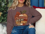 Teaching Is My Fall Sport Tee or Sweatshirt, Faux Patchwork Design thumbnail 8