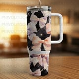 40oz Tumbler Sublimation Wrap, Seamless Distressed Tapered, Watercolor Bows, Lace Bows, Digital Download, Cute Bows Pattern thumbnail 4