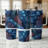 Deep Sea Ocean Tumbler Wrap Digital Design 40oz | Marine Life Sublimation PNG | Under The Sea Seamless Tumbler File thumbnail 10