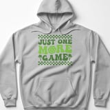 Pickleball Gildan Fleece Hoodie, Just One More Game, Retro Green Checkered Court Pullover Sweatshirt thumbnail 2