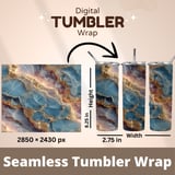 20 oz Marble Tumbler Wrap Sublimation Design, Blue Gold Agate Straight and Tapered Digital Download, Tumbler Design thumbnail 5