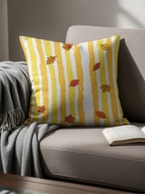 Fall Leaf Yellow Stripe Throw Pillow Case & Table Runner, Autumn Home Decor, Seasonal Accent Pillows thumbnail 7