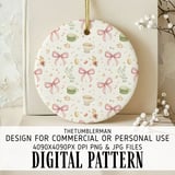Digital Bundle, Pink Bow Pattern, Watercolor Teacup, Macarons, Digital Pattern, Commercial Use, Digital Scrapbooking, Party Decor, Digital thumbnail 3