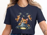 Cats feast on UFO's funny graphic -shirt, UFO Kitten Invasion Tee thumbnail 3