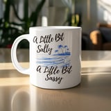 A Little Bit Salty Sassy Beach Mug, Palm Trees Vacation Mode Tropical Ocean Waves  thumbnail 3