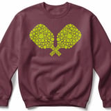 Pickleball Gildan Crewneck Sweatshirt, Crossed Paddles Ball Pattern Graphic, Court Warm Up Apparel thumbnail 3