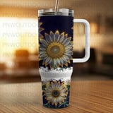 40oz Sunflower Tumbler Sublimation Wrap Seamless Distressed Digital Download + Car Coaster PNG File thumbnail 10