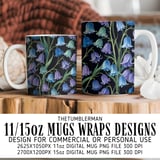 Bluebell Flowers Tumbler Design, Digital Paper Pack, Watercolor Floral Backgrounds, Printable PNG, Scrapbook Paper, Junk Journal thumbnail 4