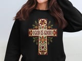 God Is Good Quilted Cross Tee or Sweatshirt, Faux Patchwork Design thumbnail 19