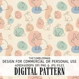 Digital, Digital Pattern, Bunny Digital Pattern, Rabbit Digital Bundle, Bunny Fabric Pattern, Bunny Background, Rabbit Background, Cute thumbnail 1
