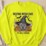 Resting Witch Face Pit Bull Sweatshirt | Halloween Pittie Shirt | Pit Bull Mom Gift | Bully Breed Apparel thumbnail 2