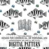Digital Pattern Bundle, Fish and Crabs, Nautical Seamless Pattern, Fishing Vector, Printable Fabric, Digital Paper for Commercial Use thumbnail 1