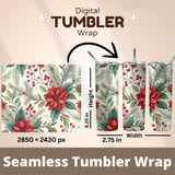 Watercolor Poinsettia Tumbler, Floral Digital Paper, Christmas Tumbler Design, Junk Journal Pages, Scrapbooking Paper, Printable PNG thumbnail 7