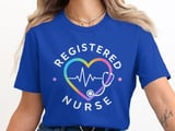 Registered Nurse T-Shirt: Watercolor Heart, Stethoscope, RN Nursing Tee thumbnail 5