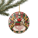 Personalized Teacher Christmas Ornament, Stained Glass Style Teacher Appreciation Gift, Custom Classroom Holiday Tree Decor Keepsake thumbnail 7