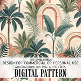 Tropical Palm Trees Digital Pattern Bundle, Jungle Leaves Digital Paper, Seamless Palm Pattern, Summer Print, Digital Design, Etsy Printable thumbnail 1