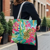 Vibrant Tropical Leopard Floral Tote Bag & Phone Case, Preppy Summer Beach Bag, Colorful Abstract Pattern Accessory Gift thumbnail 6