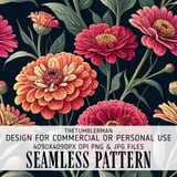 Zinnia Flowers Tumbler Design, Watercolor Floral Digital Paper, Colorful Flower Backgrounds for Junk Journal, Scrapbooking Paper, Tumbler thumbnail 1