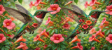 Hummingbird & Trumpet Flower 40oz Tumbler Wrap Design | Floral Bird Sublimation Digital File | Nature Lover Gift thumbnail 13