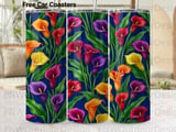 Vibrant Calla Lily Tumbler Wrap Digital Design | Seamless Sublimation PNG for 20oz Skinny Tapered Tumbler | Floral Crafter Gift thumbnail 1