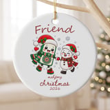 Mahjong Christmas Ornament 2026, Cute Mahjong Snowman Friend Ceramic Keepsake, Game Night Player Holiday Gift, Best Friend Tree Decoration thumbnail 2