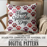 Happy Valentines Day Dog Paw Prints Digital Pattern, Digital Bundle, Valentine Puppy, Plaid Hearts, Pet Paw Prints, Valentines Day Gift thumbnail 5
