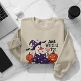 Goose Witch T-Shirt, Halloween Tee, Waiting For Halloween, Spooky Season Shirt, Goose Lover Gift, Cute Pumpkins T-Shirt, Bats and Stars thumbnail 7