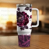 Dark Roses Tumbler Wrap, Seamless Digital Design, 40oz Tapered Sublimation Design, Distressed Floral Pattern, Digital Download thumbnail 2