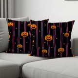 Halloween Jack O'Lantern Woven Blanket, Spooky Cute Pink Stripe Velveteen Blanket, Y2K Aesthetic Throw Pillow Decor Gift thumbnail 9