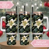 White Lily Tumbler Design, Digital Paper, Floral Backgrounds, Junk Journal Pages, Printable PNG, Scrapbooking Paper thumbnail 8