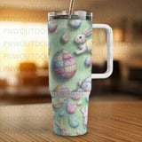 Easter Bunny Digital Download, Quilted Eggs, 40oz Tumbler Sublimation Wrap, Seamless Distressed Tapered, Easter Pattern Digital thumbnail 4