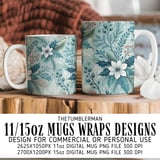 Winter Floral Tumbler Digital, Watercolor Flower Backgrounds, Printable Tumbler Png, Junk Journal Paper, Scrapbooking Paper, Colorful Papers thumbnail 4