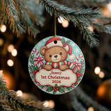 Baby First Christmas Ornament, Personalized Teddy Bear Ornament, Custom Name First Christmas 2026 Keepsake Gift for New Baby Grandbaby thumbnail 8