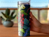 Dark Floral Tumbler Wrap PNG, Bleeding Heart Sublimation Design, Seamless 20oz Skinny Tumbler Digital Download for Crafters thumbnail 4