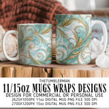 Golden Swirls Tumbler Design, Floral Digital Paper, Watercolor Backgrounds, Junk Journal Pages, Printable PNG, Scrapbooking Paper thumbnail 4