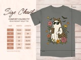 Groovy Ghost T-Shirt, Spooky Season Sweatshirt, Cute Halloween Leopard Print Ghost with Coffee and Flowers, Fall Vibes thumbnail 3