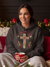 Grace Wins Floral Cross Sweatshirt, Christian Hoodie, Faux Embroidered Faith Aesthetic Sweater, Religious Cottagecore Botanical Tote Bag thumbnail 7