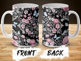 Dark Floral Butterfly Mug Wrap Sublimation, 11oz 15oz Digital Design, Pink Flower Cottagecore PNG for Her Birthday Gift thumbnail 9