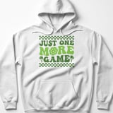 Pickleball Gildan Fleece Hoodie, Just One More Game, Retro Green Checkered Court Pullover Sweatshirt thumbnail 7