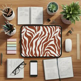 Earthy Taupe Zebra Print Laptop Sleeve, Boho Abstract Laptop Case, Minimalist Tech Accessory Pouch, Trendy iPad Bag for Her thumbnail 8