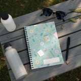 Cute Floral School Supplies Pattern Backpack, Aesthetic Teacher Student Notebook, Cottagecore Flower Print Spiral Notebook thumbnail 3