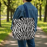 Zebra Print Tote Bag Aesthetic & Phone Case, Black White Animal Pattern, Trendy Y2K Style Purse, Wild Fashion Accessory Gift for Her thumbnail 2