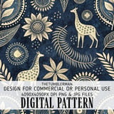 Safari Folk Indigo Digital Design Size Bundle Png thumbnail 2