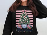Merry Mahjong Christmas Tree Print, Chinoiserie Preppy Holiday Decor, Pink Bow Game Night Art, Grandmillennial Winter Gift For Mahjong Lover thumbnail 6