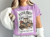 Faith First Coffee Second Lesson Plans Third T-Shirt | Christian Teacher Gift | Distressed Scripture Tee | Coffee Lover Educator thumbnail 4