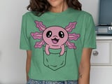 Kawaii Axolotl Pocket Peek T-Shirt thumbnail 8